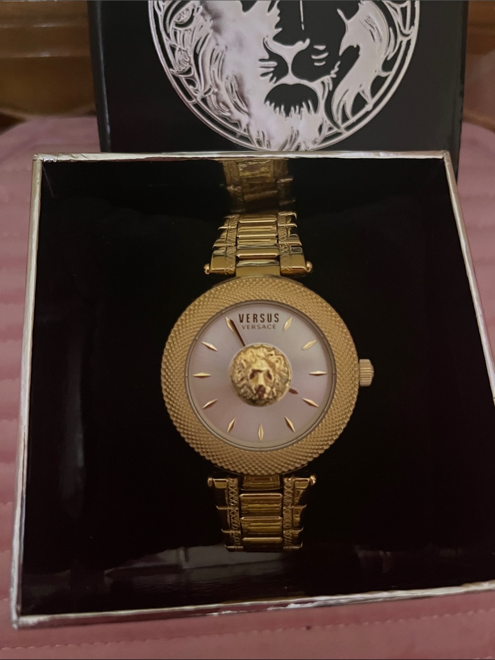 Versus Versace Gold-Tone Lion Head Bracelet Watch